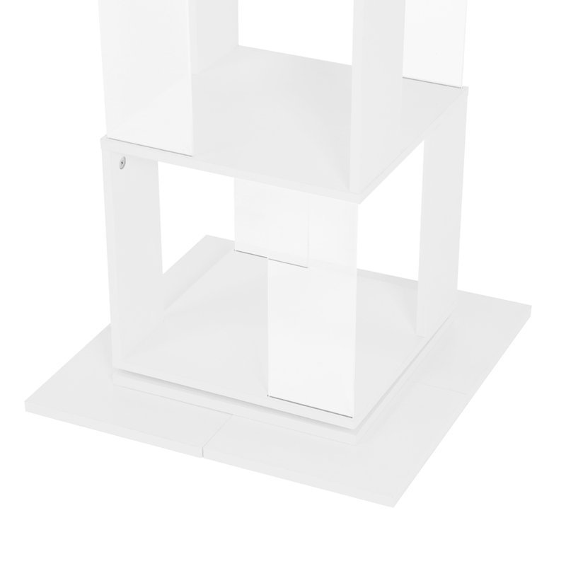 5-tier 360° Rotating Bookshelf With Wood Veneer & Acrylic Shelves – Anti-toppling Base For Home & Students