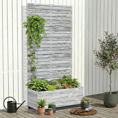 Metal Raised Garden Bed with Trellis, Garden Box for Vegetables and Flowers, Trellis Planter Box for Climbing Plants and Vines, Galvanized Raised Garden Bed