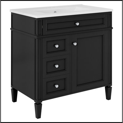 Ensemble de meuble-lavabo autoportant 30 po avec lavabo supérieur, meuble-lavabo moderne avec 2 tiroirs et un tiroir basculant, meuble-lavabo autoportant avec miroir et meuble-lavabo simple
