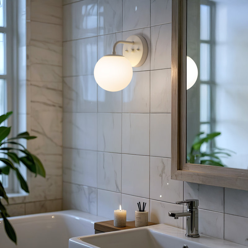 Meuble-lavabo contemporain à 1 lumière Louis, Une lumière, Amande