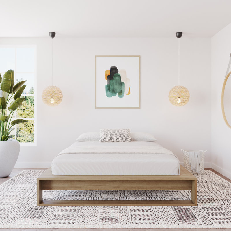 Lido Queen Size Platform Bed with Slats, Brown