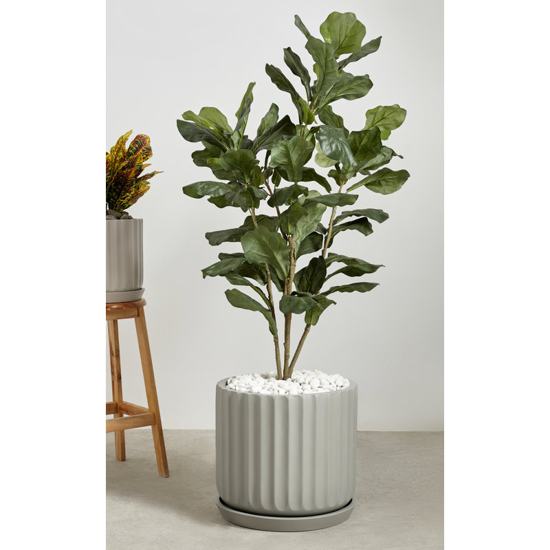 Pot à fleurs Langport, Gris lisse, H 12,5 po x l 13,75 po x P 13,75 po