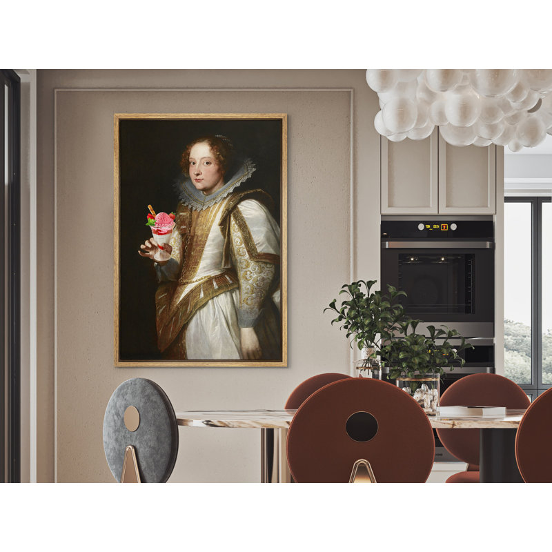 «English British Queen Sundae», H 36 po x l 24 po, Cadre naturel flottant
