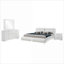 Ensemble de chambre à coucher, grand lit 4 pièces blanc brillant moderne avec rangement | Blanc | Rembourré