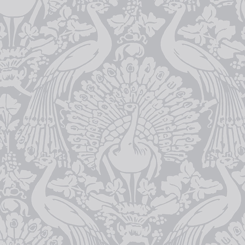 Laura Ashley Peacock Damask Pale Slate Wallpaper