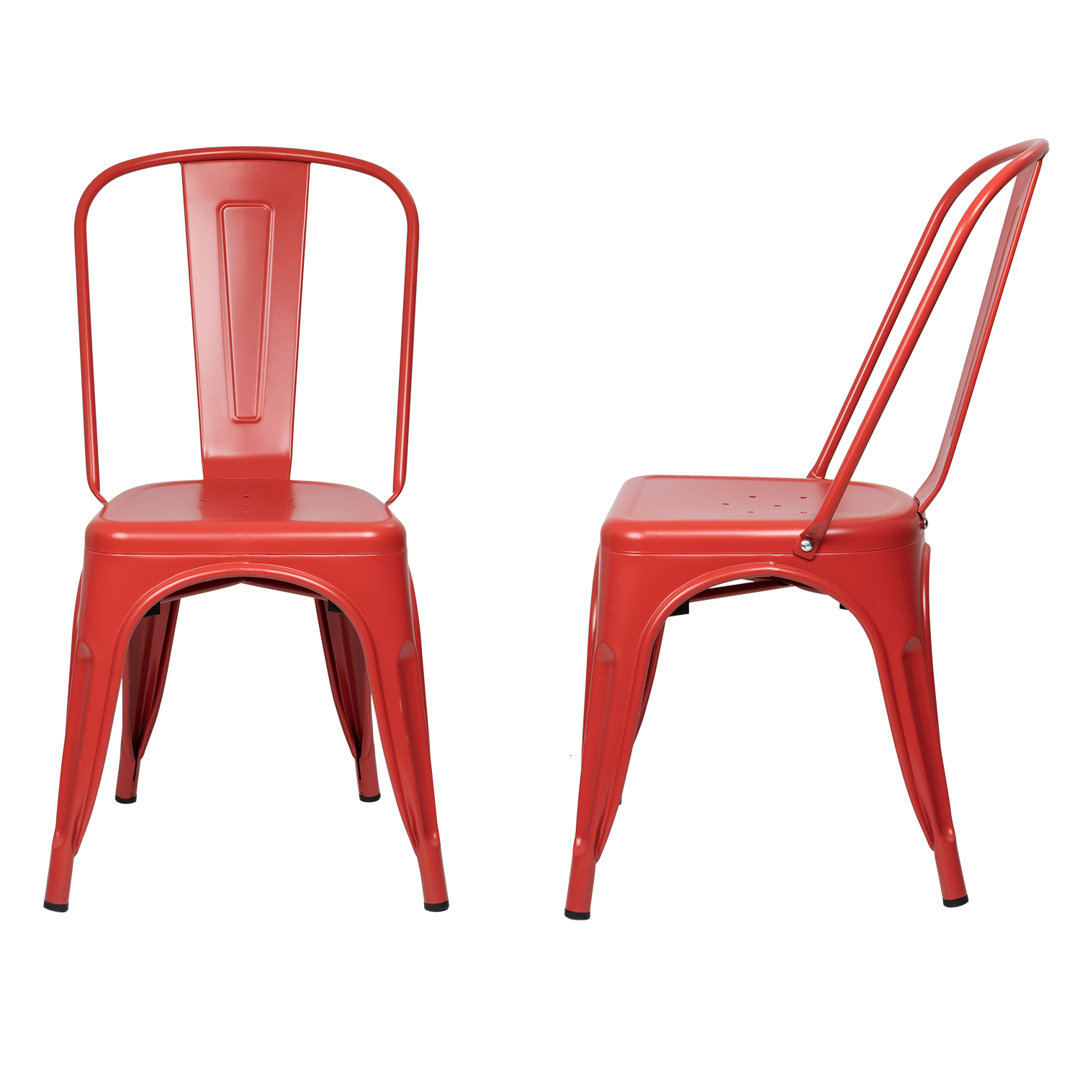 Borowski 17.7'' H Metal Stacking Side Chair (Set of 4) Trent Austin Design® Color: Red