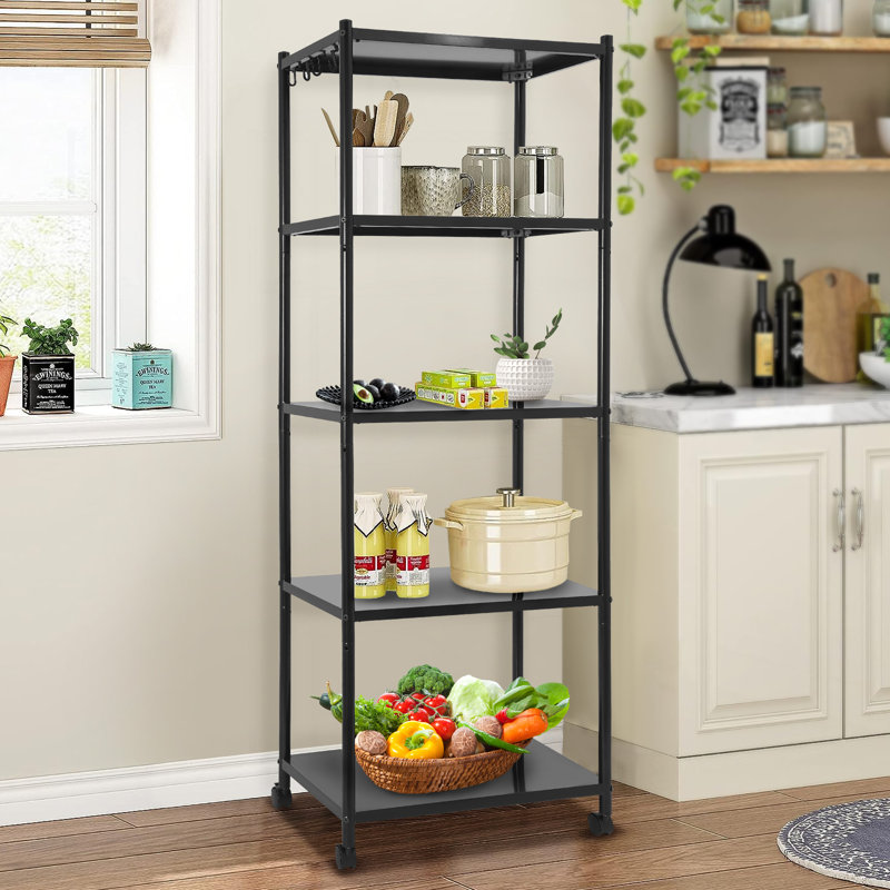 Adjustable Kitchen Storage Rack Adjustable Height Storage Rack 5 Tier Freestanding Storage Rack With Wheels