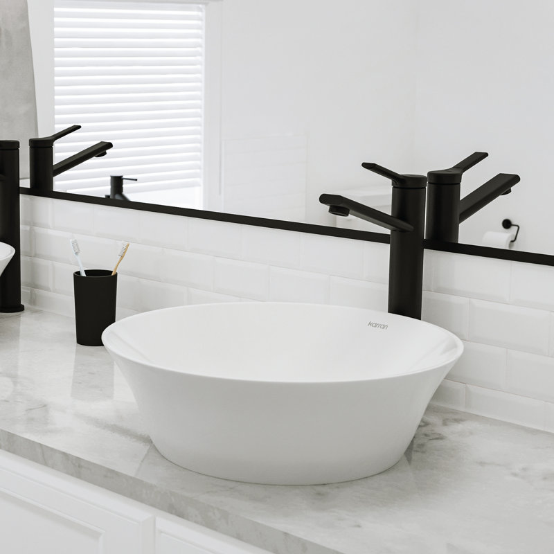 Karran Valera 17 In. Vitreous China Round Vessel Bathroom Sink