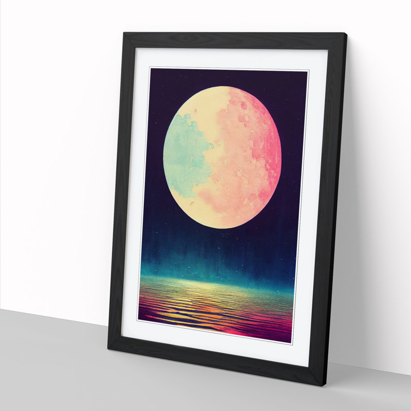 Watercolour Moon - Framed Print, Black, 34cm H x 25cm W x 2cm D