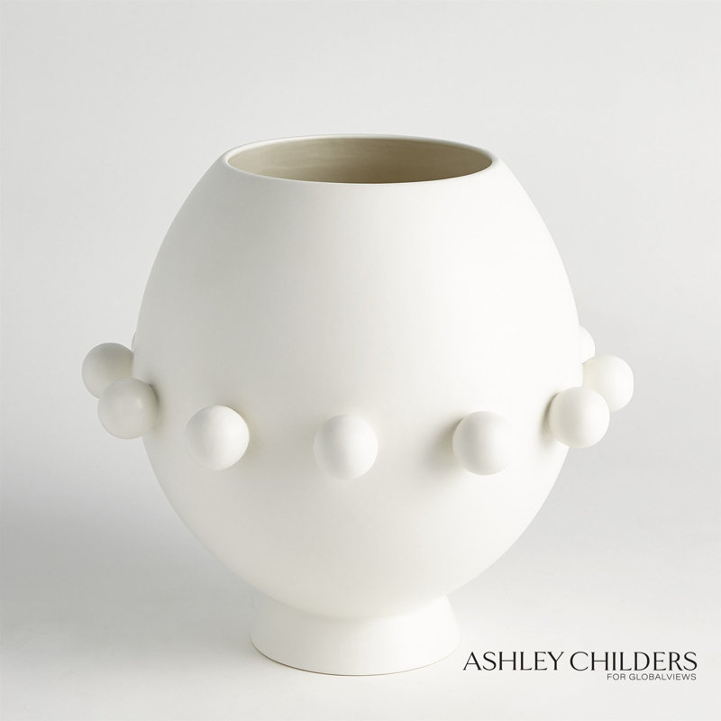 Spheres Collection Vase-Ivory, White