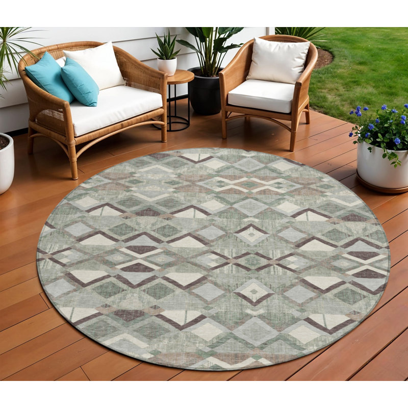 Tapis rond 8 po Sage And Off White