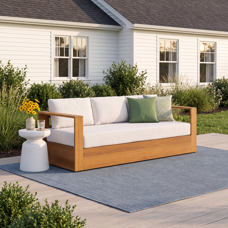Emmett Solid Eucalyptus Wood Patio Sofa