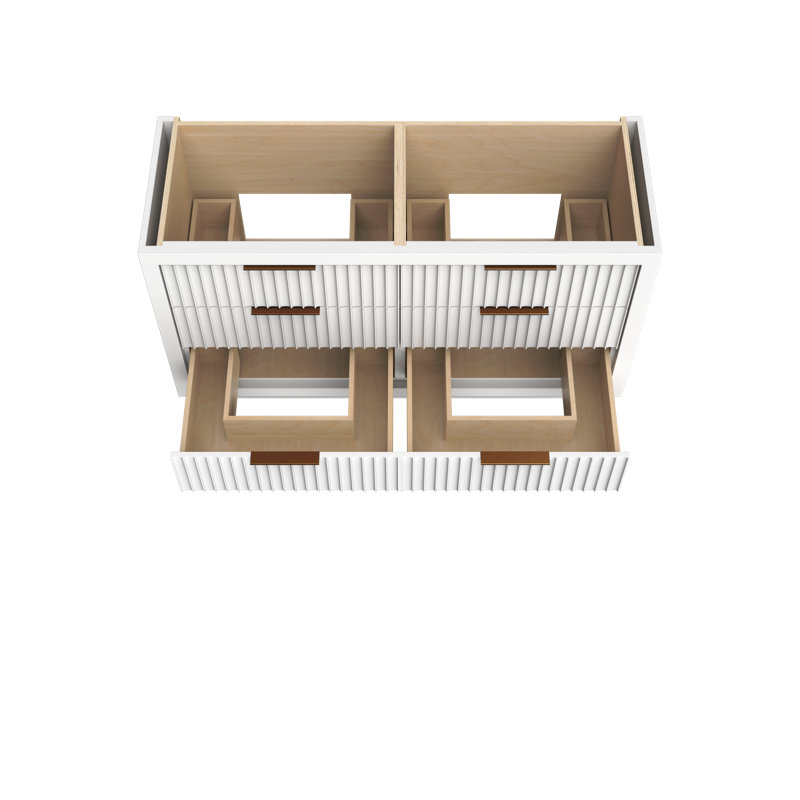 Lecrieú Double Drawer Bath Vanity, Pure White, 60", Champagne Bronze