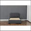 Structure de lit plateforme avec 2 tiroirs de rangement et tête de lit avec port USB, tissu simple en lin, support à lattes de bois, aucun sommier requis, gris