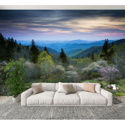 Peel and Stick Wallpaper Scenic Blue Ridge Parkway Appalachians Smoky Mountains Spring Wall Murals 100"H x 144"W Removable PVC Wall Paper Self-Adhesive Wall Decor for Bedroom Living Room Home Office