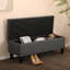 Banc de rangement rembourré, banc de bout de lit capitonné en lin pour le salon, la chambre à coucher-357542860