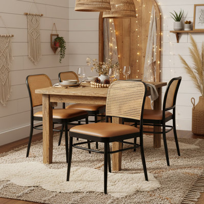 Chaise d'appoint rembourrée 18 po H avec dossier en rotin