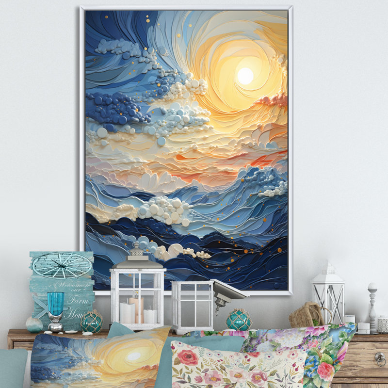 «Yacoub Clouds Whispers of Clouds II», reproduction sur toile, H 20 po x l 12 po x P 1 po, Cadre flottant blanc