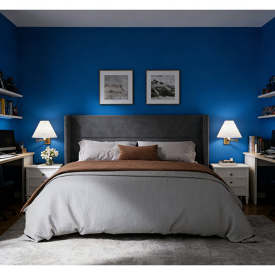 Lit plateforme tapissier en velours