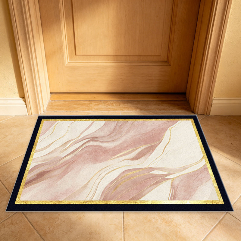 Blush Marble with Gold Accents carpet-easy to clean, machine-washable, soft and comfortable; suitable for door mats, kitchens, living rooms, bedrooms, corridors, and laundry areas. Easy to clean, durable carpet for home decoration.