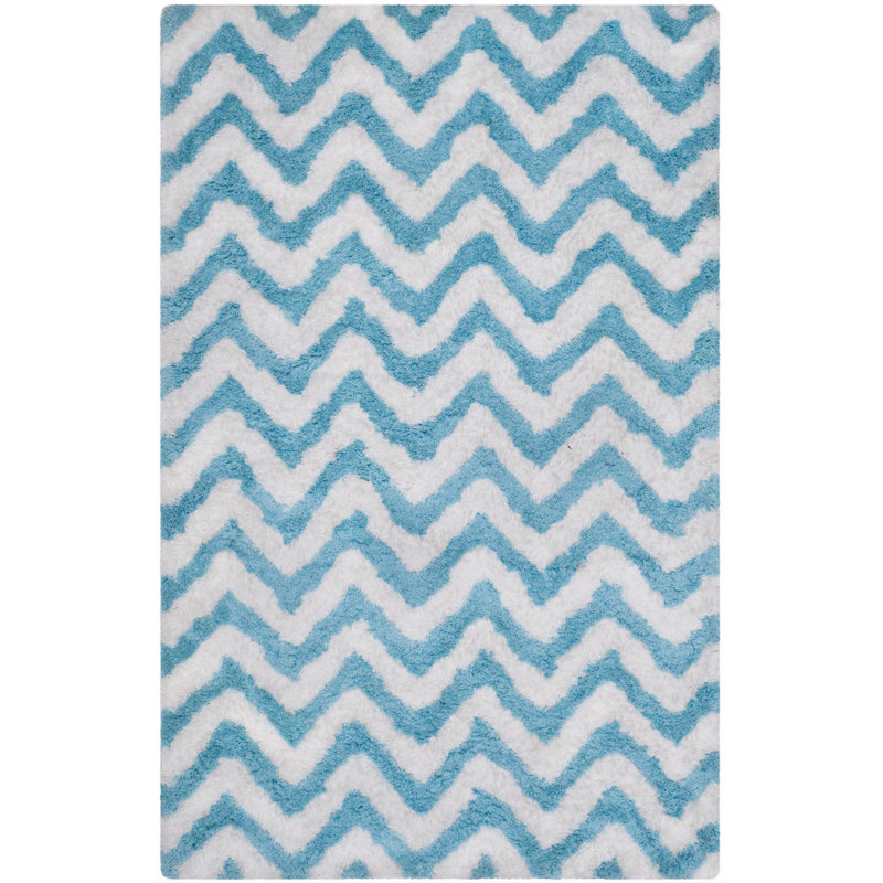 Barcelona Shag Hand Tufted Performance Chevron Rug, Rectangle 5' x 8'