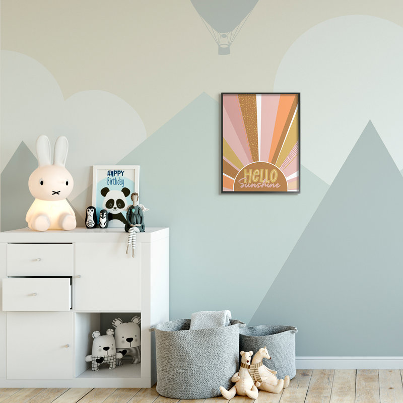 Rayons de soleil à motif Hello Hello, H 20 po x l 16 po x P 1,5 po, Giclée encadrée noir minuit