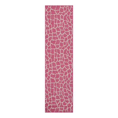 Tapis intérieur / extérieur rose / gris à motif animalier Murphey