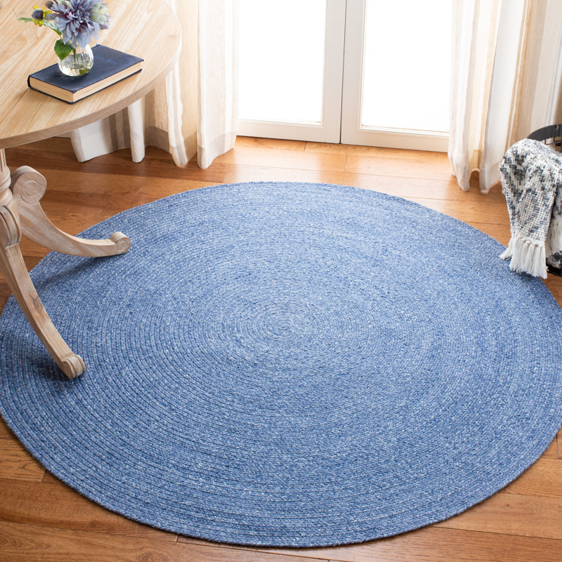 Round Allyra Solid Colour Hand Woven Indoor / Outdoor Area Rug, Round 122cm