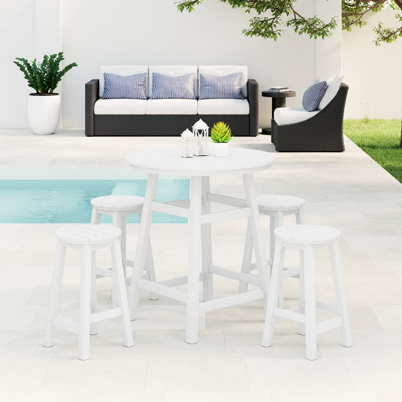 Laguna 5-Piece Round Counter Set, White