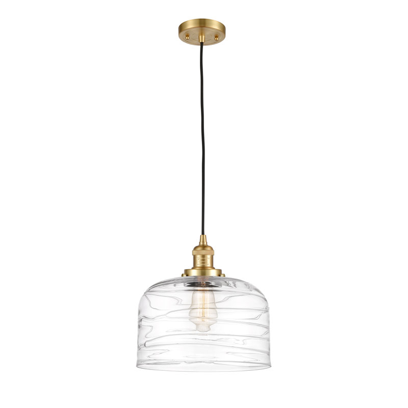 Luminaire suspendu en forme de dôme à 1 lumière Bloomburg, Or satiné