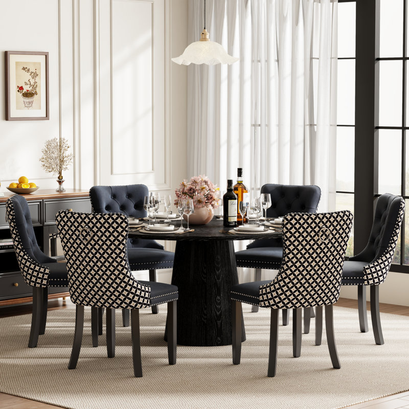 Ensemble de table de salle à manger ronde avec 4 chaises capitonnées rembourrées, ensemble de table de salle à manger de style Mid-Century pour coin-repas de cuisine