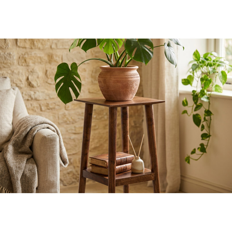Breelle Solid Wood End Table, Walnut
