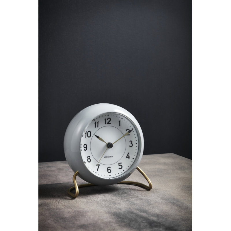 Station Electric Clock, White/Gray/Gold