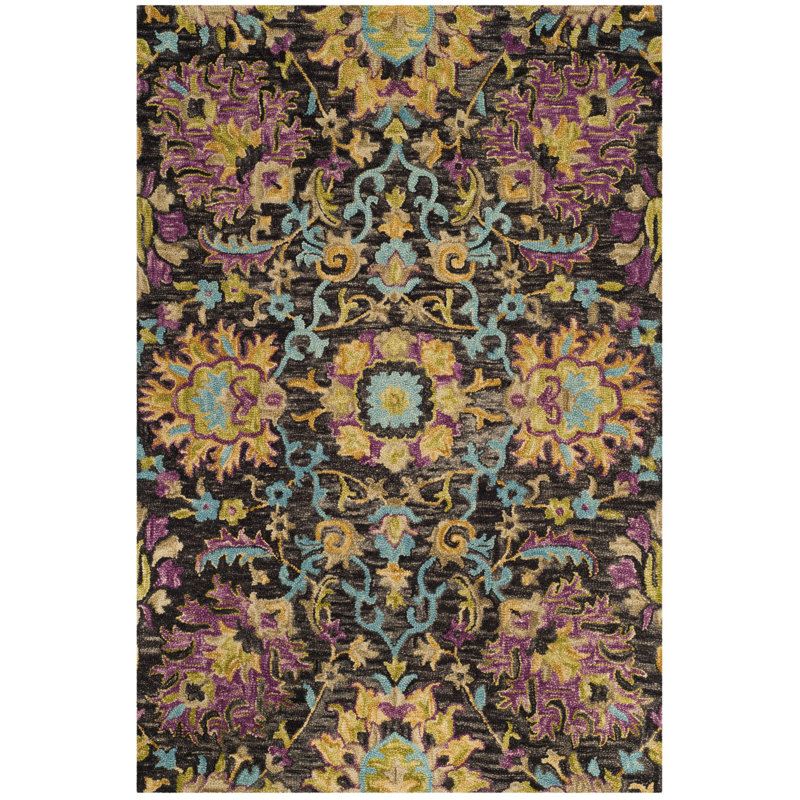 Broadmoor Blossom Hand Tufted Wool Floral Rug, Rectangle 4' x 6'