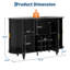 Meuble-bar avec rangement, console de bar à porte coulissante pour bouteilles et verres à vin, design compact - Noir-1057537086
