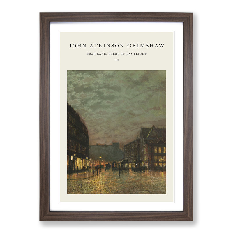Boar Lane Leeds by Lamplight Vol.1 by Pierre-Auguste Renoir - Picture Frame Painting, Walnut, 65cm H x 48cm W x 2cm D