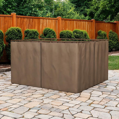 Gazebo combining 9.84' x 9.84' Universal Fit and Metal Frame with Outdoor Space and Warm Brown Polyester Sidewall Set