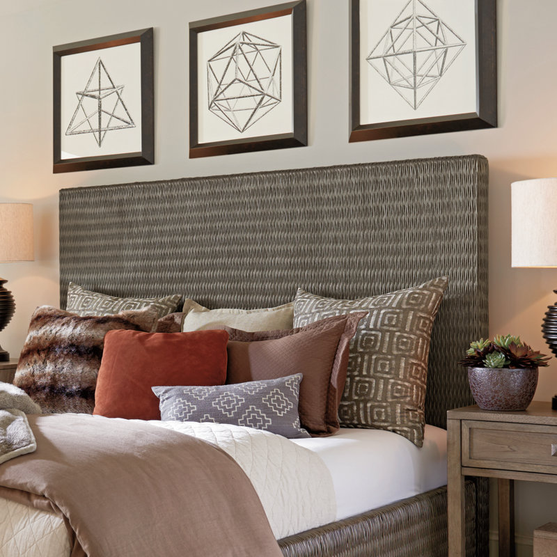 Queen-Sized Driftwood Isle Woven Metal and Rattan Panel Headboard