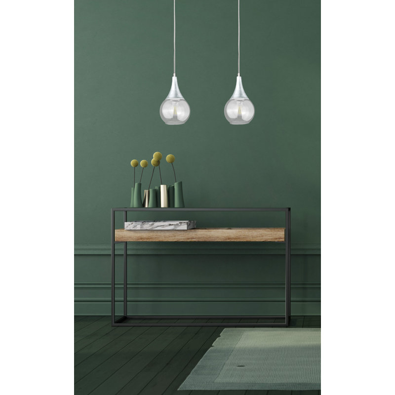 Olin - Light Clear Black Kitchen Island Pendant, 29cm H x 50cm W x 50cm D, 2, Clear Silver