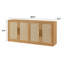 Buffet 67 po en rotin à 4 portes avec tablettes fixes et armoire Boho en chêne caramel pour le salon et la salle à manger