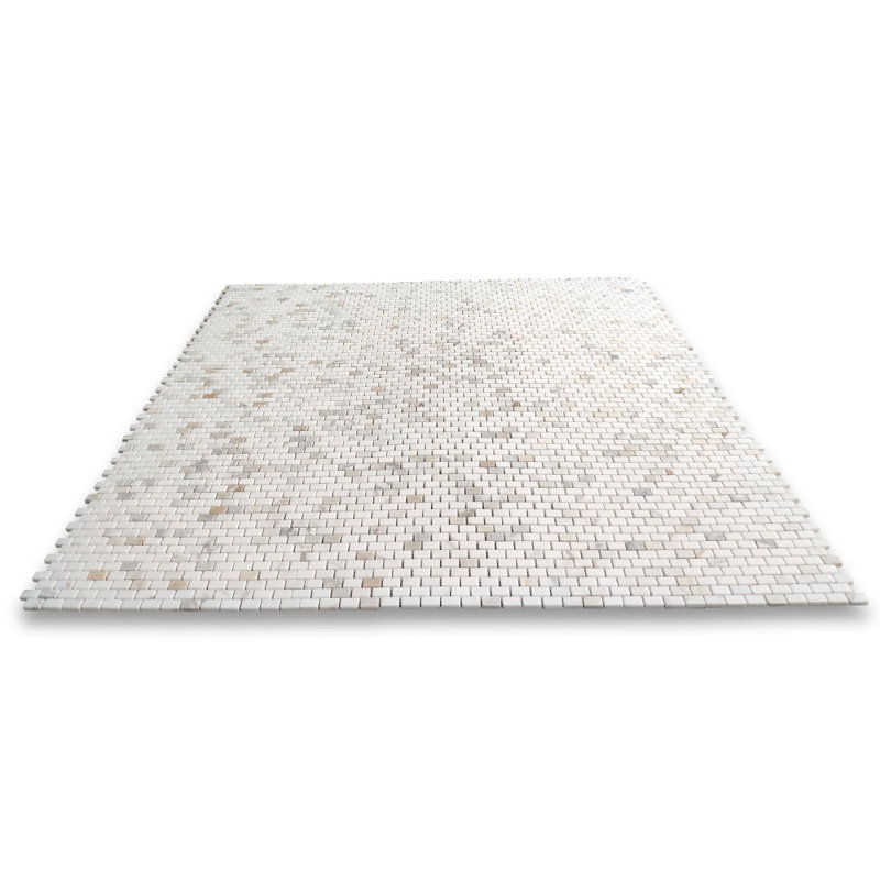 Carreau de mosaïque en marbre 12 po x 12 po, Gris / blanc
