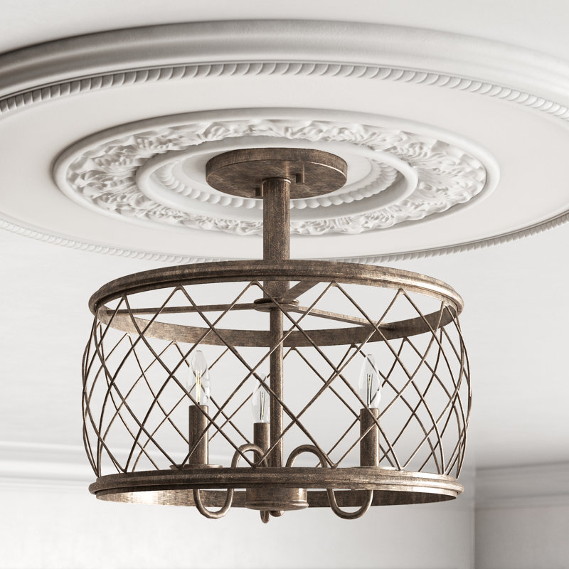 Arton 3 - Plafonnier semi-encastré, Feuille d'argent, H 14,5 po x l 14,5 po x P 14,5 po