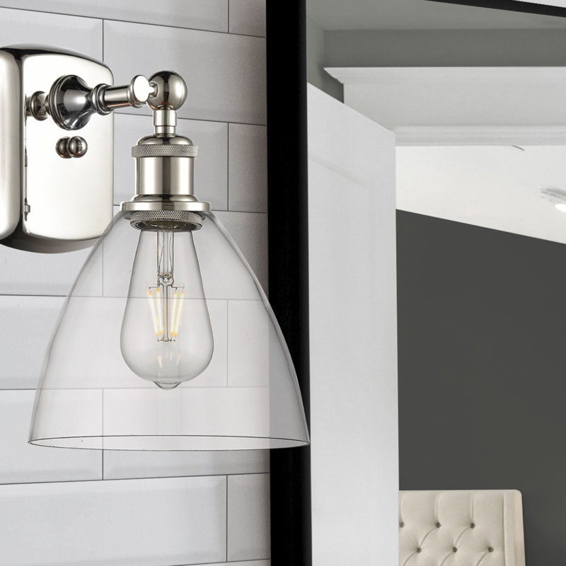 Shauna Armed Sconce, LED, Clear, Polished Nickel