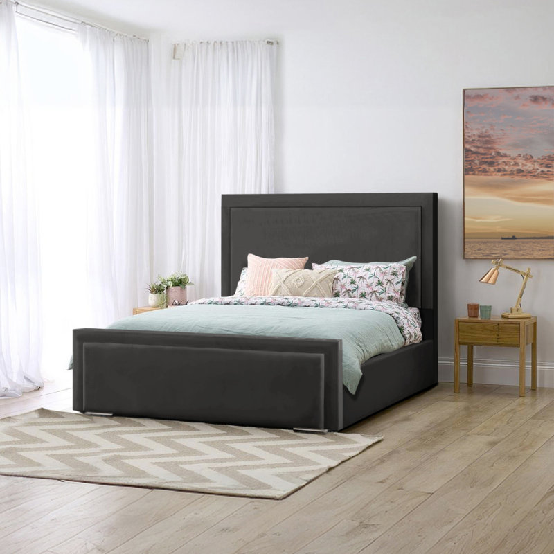 Abhipsa Upholstered Bed, Asphalt, Double (4'6)
