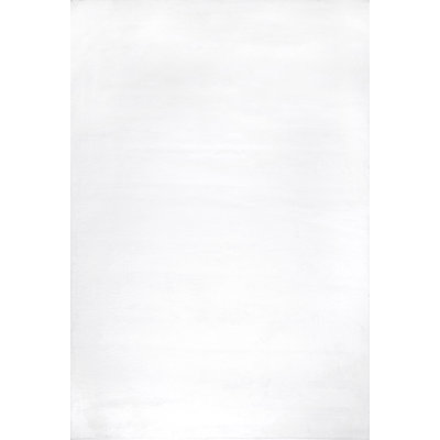 Ainsley Soft Faux Rabbit Machine Woven / Power Loomed Performance White Shag Rug
