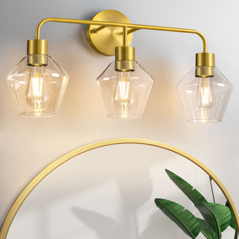 3-Light Dimmable Vanity Light, Satin Brass