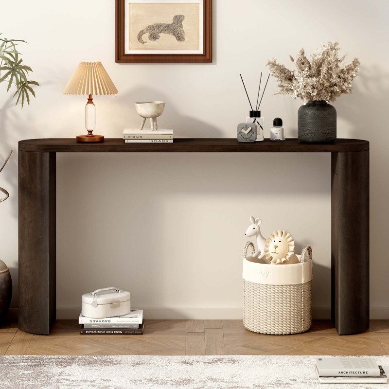 Table de véranda simple de style moderne à usages multiples avec pieds semi-cylindriques, Marron foncé