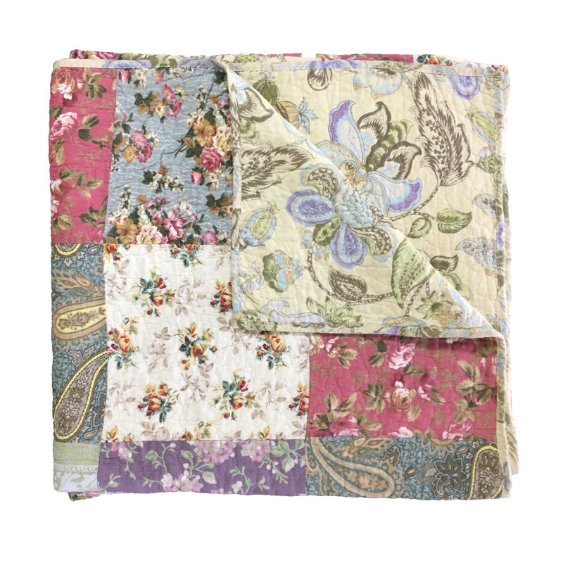 Purple Twin Cotton Reversible Quilt Set
