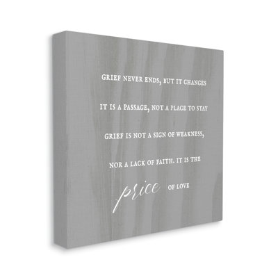 " Grief Is Strength Mourning Phrase Grey Patterned Background " by Daphne Polselli