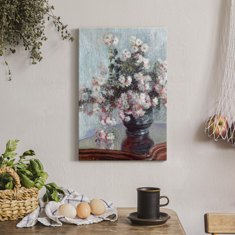 Chrysanthèmes - peinture sur toile tendue, H 12 po x l 8 po x P 1 po